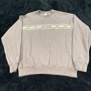 PINK Victoria's Secret Men's Taupe Sweater with Cream Design